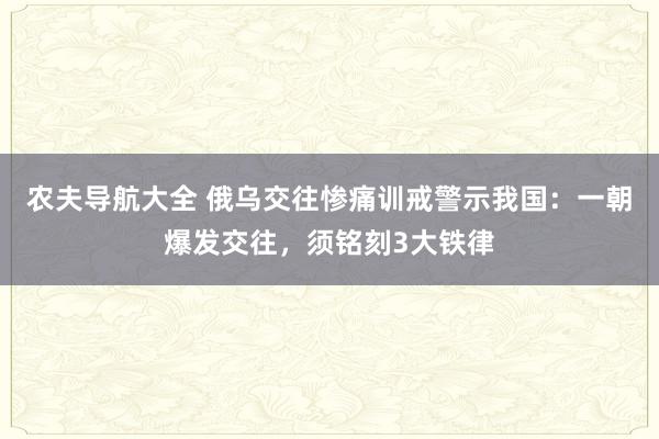 农夫导航大全 俄乌交往惨痛训戒警示我国：一朝爆发交往，须铭刻3大铁律