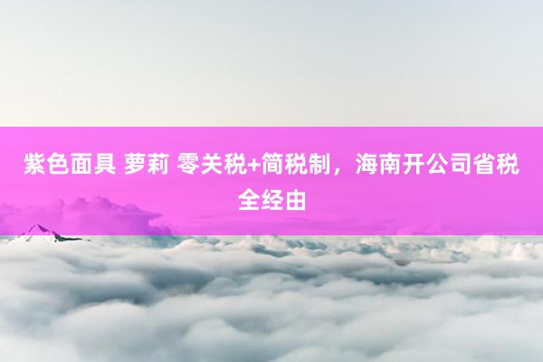 紫色面具 萝莉 零关税+简税制，海南开公司省税全经由