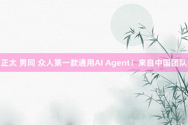 正太 男同 众人第一款通用AI Agent！来自中国团队