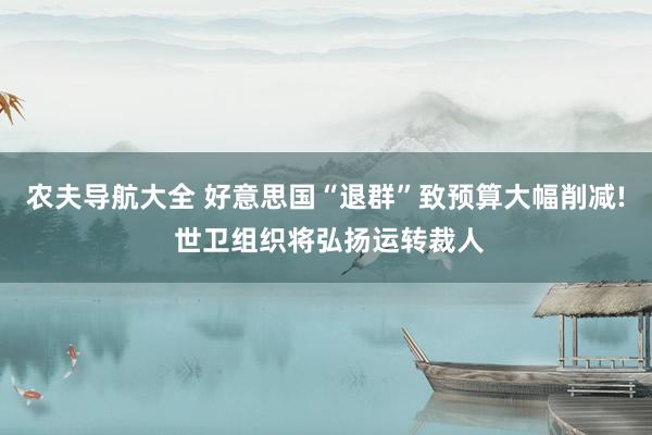 农夫导航大全 好意思国“退群”致预算大幅削减! 世卫组织将弘扬运转裁人