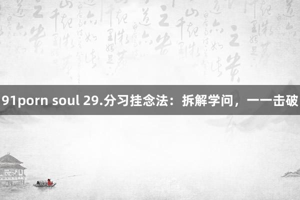 91porn soul 29.分习挂念法：拆解学问，一一击破