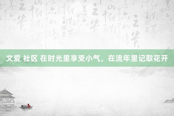 文爱 社区 在时光里享受小气，在流年里记取花开