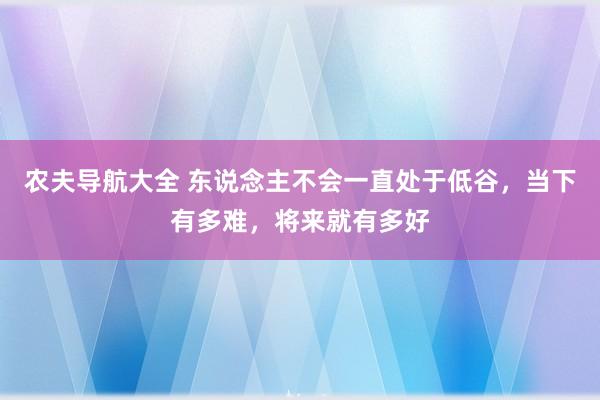 农夫导航大全 东说念主不会一直处于低谷，当下有多难，将来就有多好