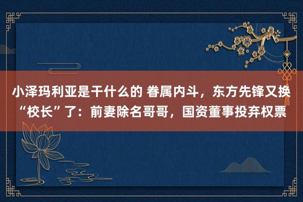 小泽玛利亚是干什么的 眷属内斗，东方先锋又换“校长”了：前妻除名哥哥，国资董事投弃权票